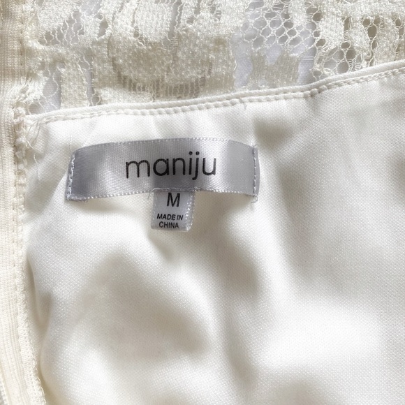 MANIJU OFF WHITE LACE SWEETHEART SLEEVELESS EVENING PROM FORMAL GOWN DRESS - M - Picture 6 of 10